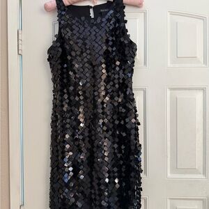 White‎ House Black Market Black Sequin Mini Dress Cocktail Wedding Size 6